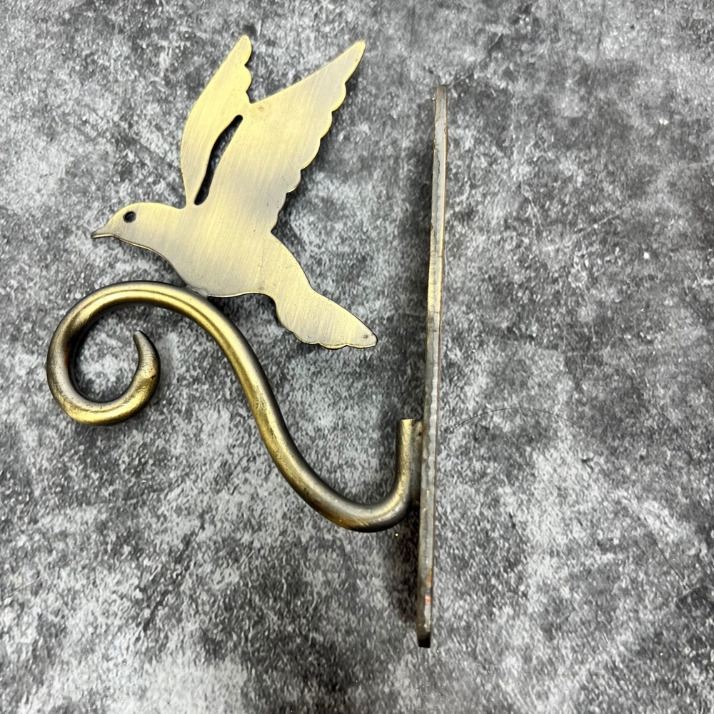 Gold Toned Metal Wall Mounted Bird Hanging Bracket | Plant Hook | Cottage